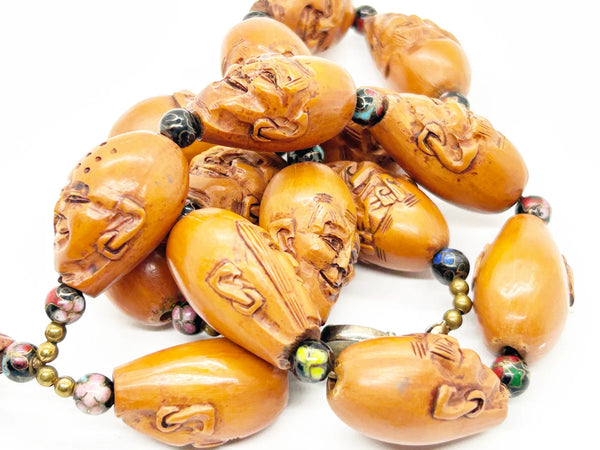 Unique Carved Olive Wood Prayer Beads Luohan Arhats