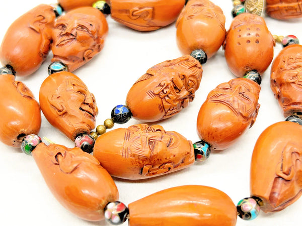 Unique Carved Olive Wood Prayer Beads Luohan Arhats