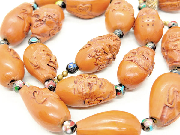 Unique Carved Olive Wood Prayer Beads Luohan Arhats