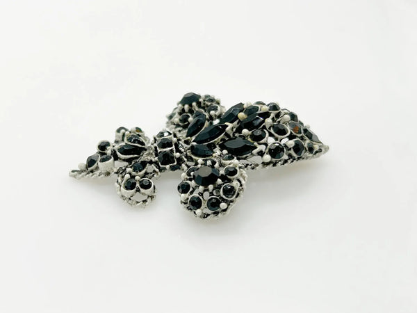 Vintage Florenza Black Stone Fleur de Lis Brooch