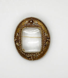 Vintage Florenza Glass Brooch with Elaborate Frame