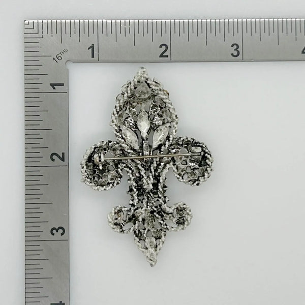 Vintage Florenza Black Stone Fleur de Lis Brooch