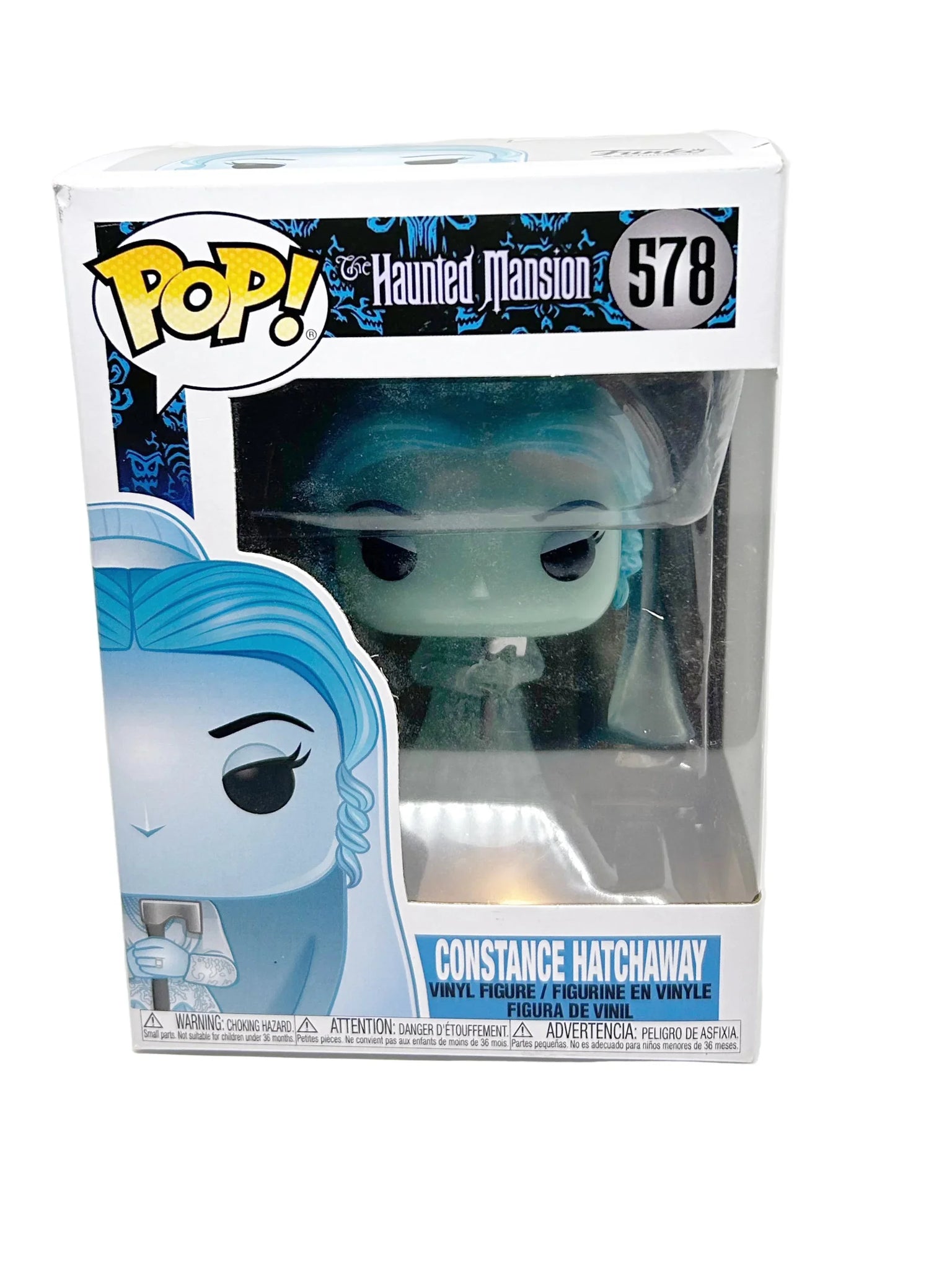 Here is Funko Pop! Constance Hatchaway (aja The Black Widow Bride)&nbsp; from Disney's The Haunted Mansion. FAC-053571- 19206. This figure was never removed from the box, and is vaulted.