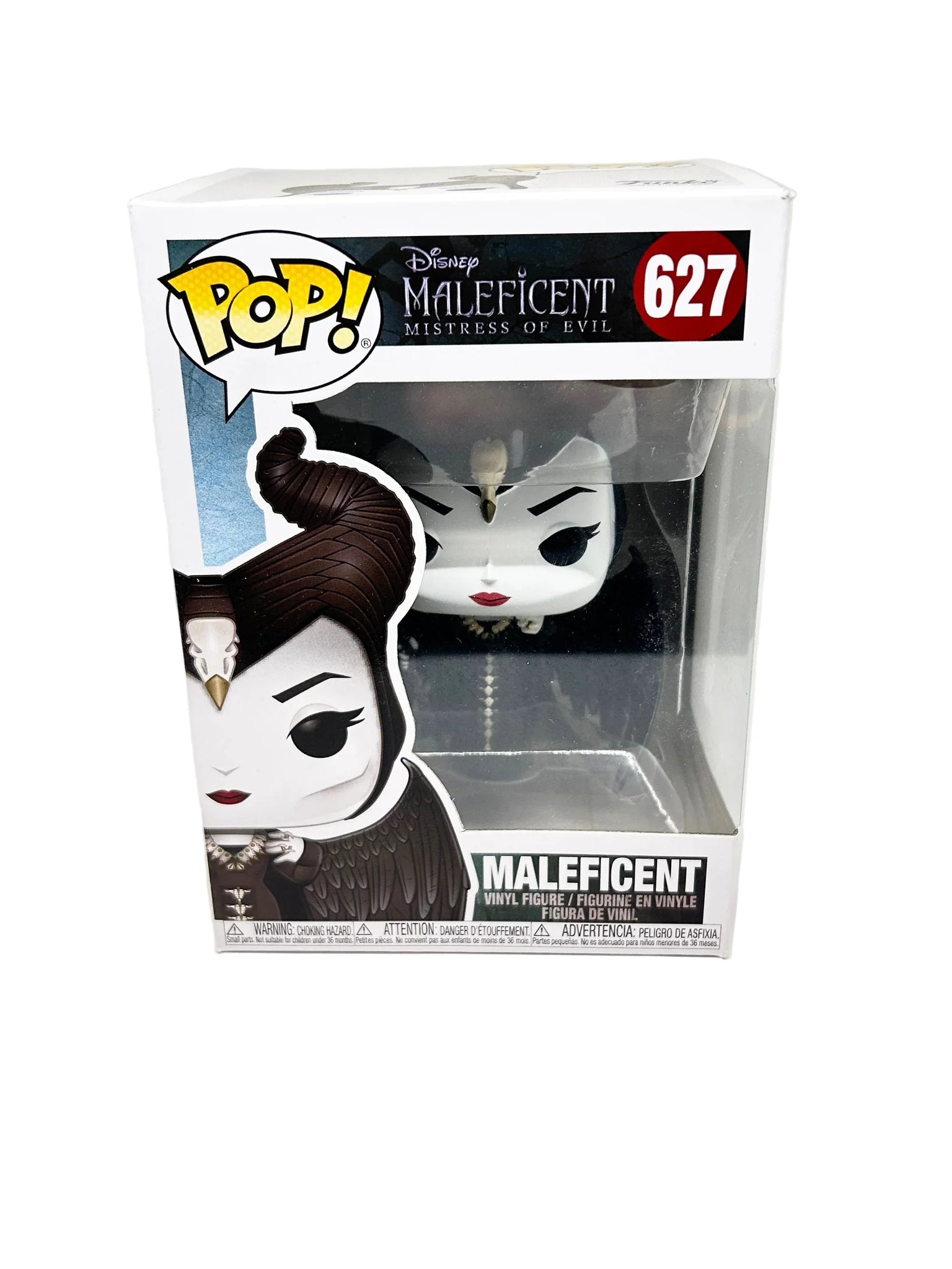 Maleficent, Mistress of Evil, is Funko Pop! No. 627. This vinyl figure depicts the iconic character with her staff and hench-bird, Rodrigo. Standing at 3.75" tall, this collectible is a must-have for any Disney and Funko Pop! enthusiast.