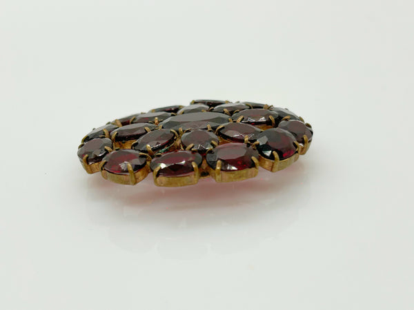 Wine Red Stones Oval Brooch