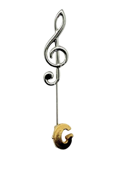 G or Treble Clef Music Note Two Tone Stickpin