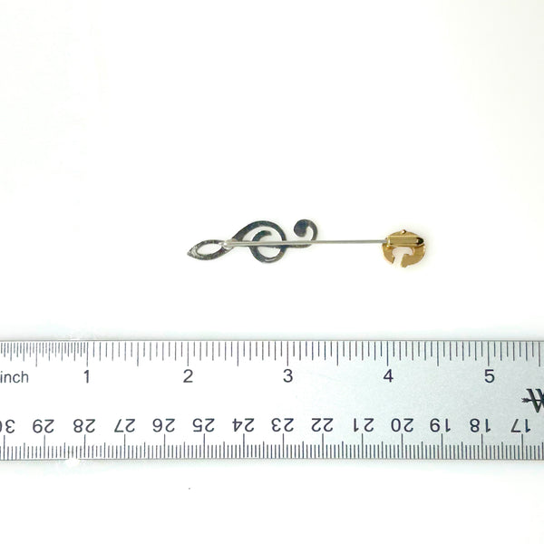 G or Treble Clef Music Note Two Tone Stickpin