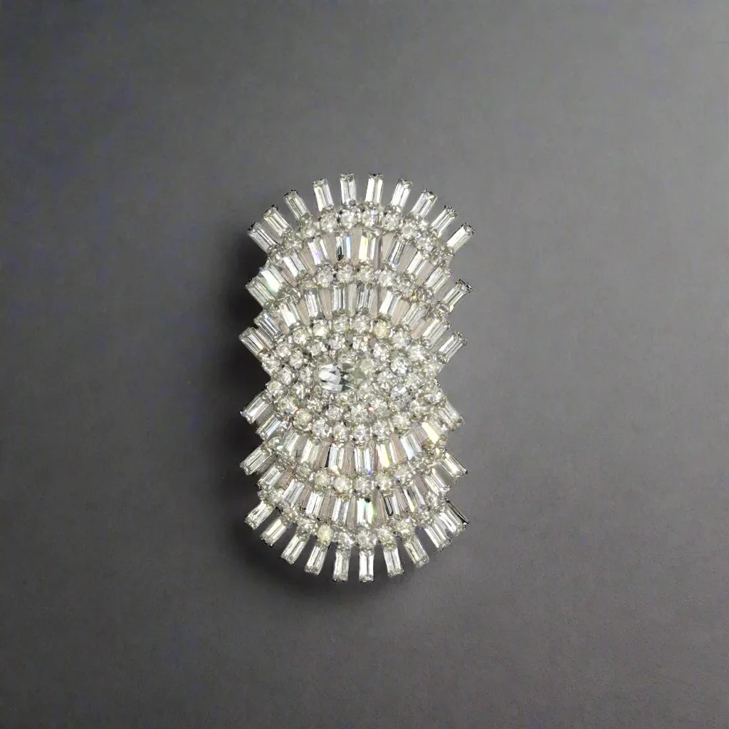 Geometric Deco Style Layered Vintage Brooch