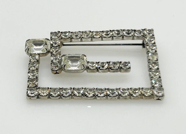 Vintage Rhinestone Geometric Brooch