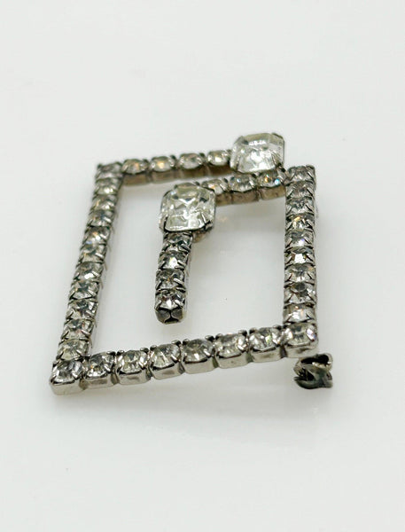 Vintage Rhinestone Geometric Brooch