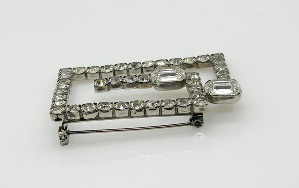 Vintage Rhinestone Geometric Brooch