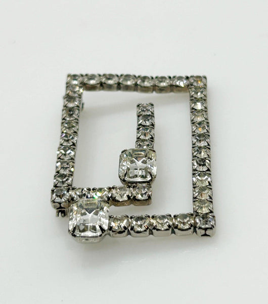 Vintage Rhinestone Geometric Brooch