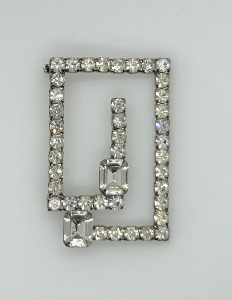 Vintage Rhinestone Geometric Brooch