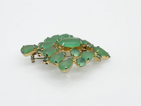 Vintage Grass Green Givre Glass Brooch