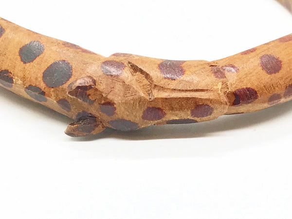 Set of Three Carved Wooden Giraffe Bangle Bracelets