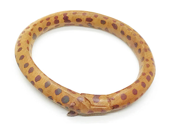 Set of Three Carved Wooden Giraffe Bangle Bracelets