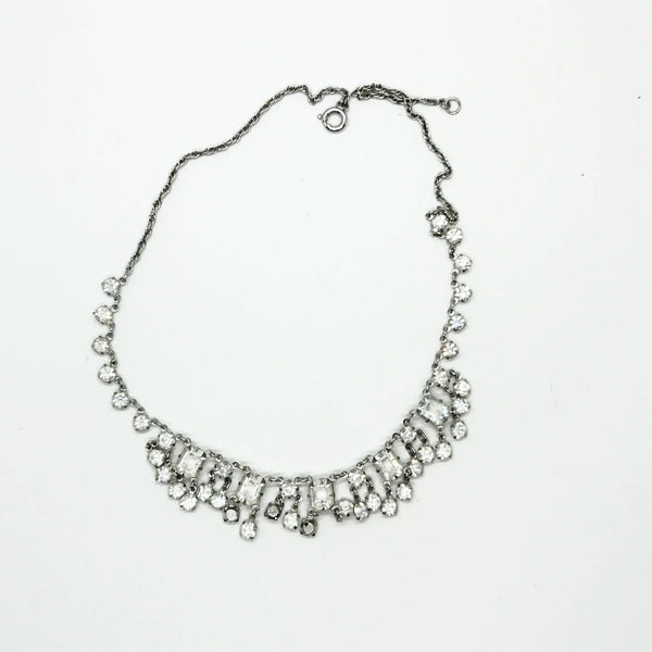 Glittering Art Deco Antique Open Back Crystal Necklace