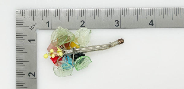 Vintage Handmade Bouquet Brooch with Colorful Glass Flowers