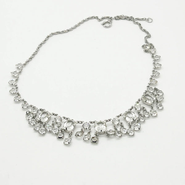 Glittering Art Deco Antique Open Back Crystal Necklace