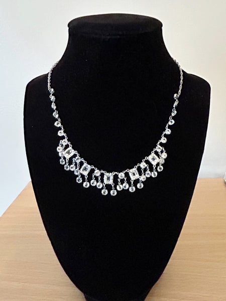 Glittering Art Deco Antique Open Back Crystal Necklace