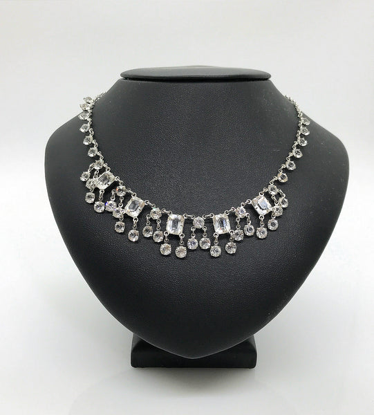 Glittering Art Deco Antique Open Back Crystal Necklace