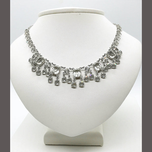 Glittering Art Deco Antique Open Back Crystal Necklace