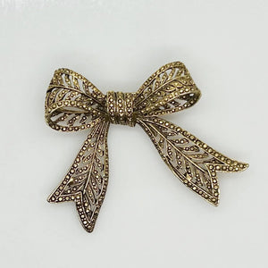 Vintage Victorian Style Golden Bow Brooch