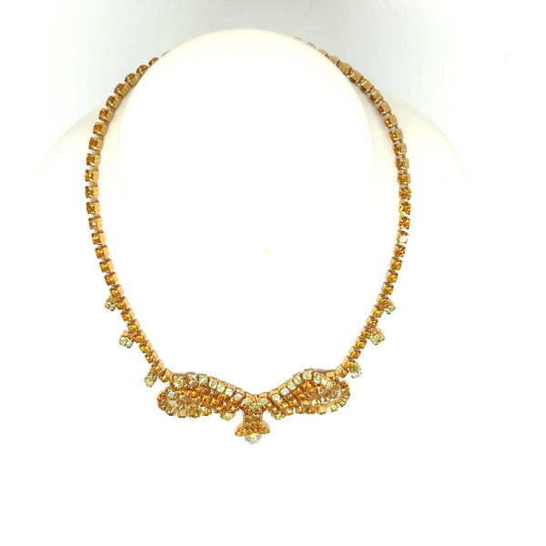 Showstopper Vintage Golden Rhinestone Parure Free Shipping