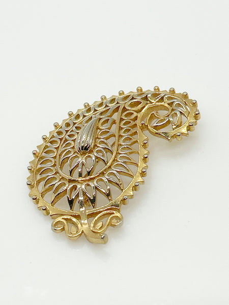 Vendome Gold Paisley Vintage Brooch