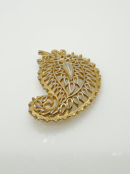 Vendome Gold Paisley Vintage Brooch