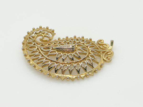 Vendome Gold Paisley Vintage Brooch