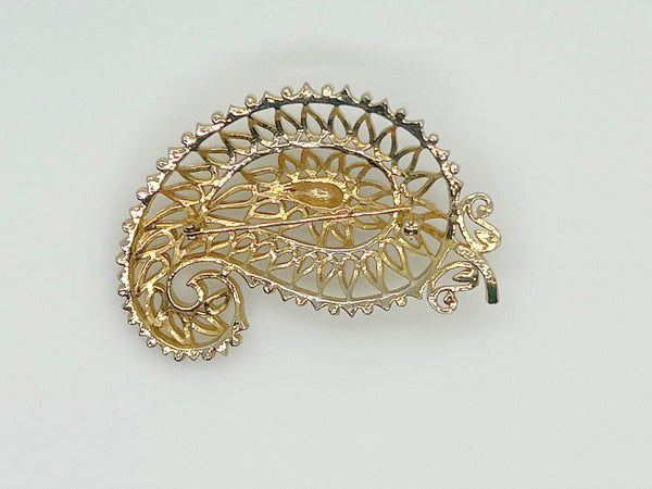 Vendome Gold Paisley Vintage Brooch