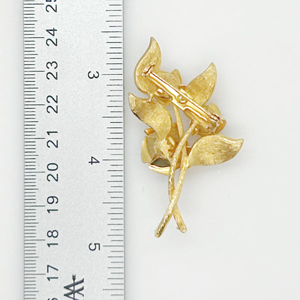 Vintage Three Golden Rose Bouquet Brooch