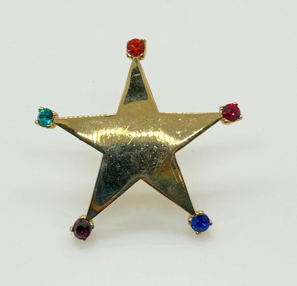 Sheriff of Style Star Vintage Rhinestone Brooch