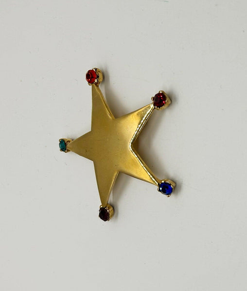 Sheriff of Style Star Vintage Rhinestone Brooch