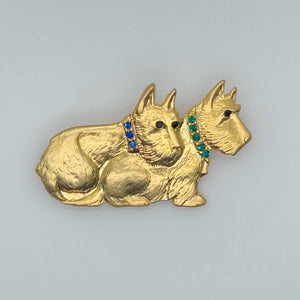 Adorable Golden Terrier Dogs Vintage Brooch