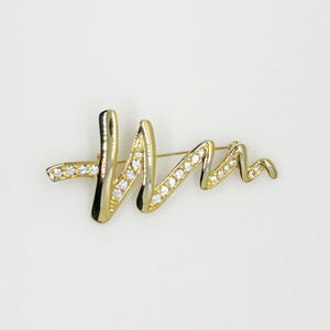 Stylish Shiny Gold Abstract Wave Brooch