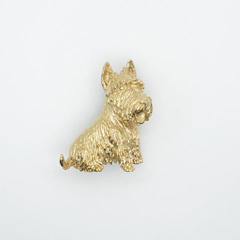 Exceptional Crown Trifari Gold Scottish Terrier Brooch