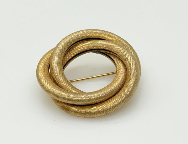 Vintage Classic Twisted Textured Gold Circle Brooch