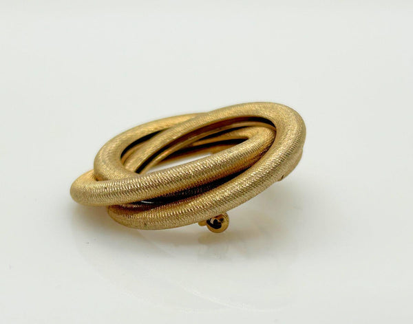 Vintage Classic Twisted Textured Gold Circle Brooch