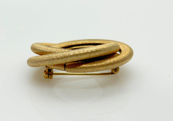 Vintage Classic Twisted Textured Gold Circle Brooch