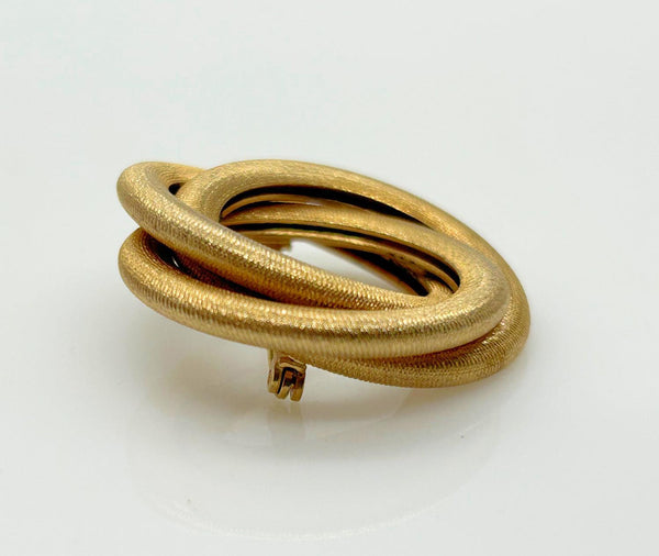 Vintage Classic Twisted Textured Gold Circle Brooch