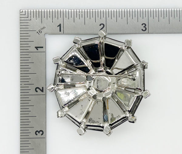 Vintage Gray Trapezoid Rhinestone Pinwheel Brooch