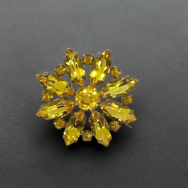 Antique Open Back Golden Stone Brooch