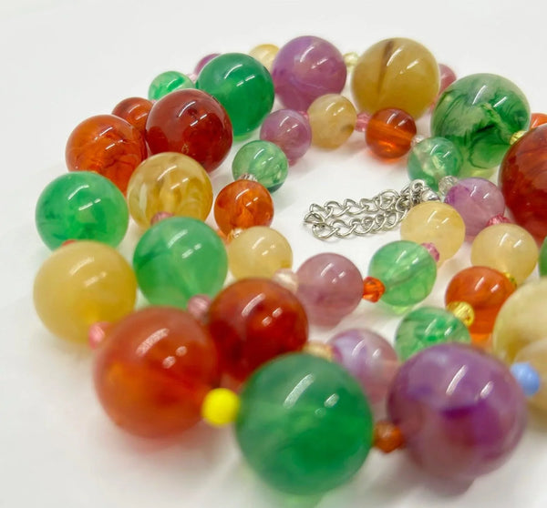 Graduated Colorful Glass Bead Necklace - Lamoree’s Vintage