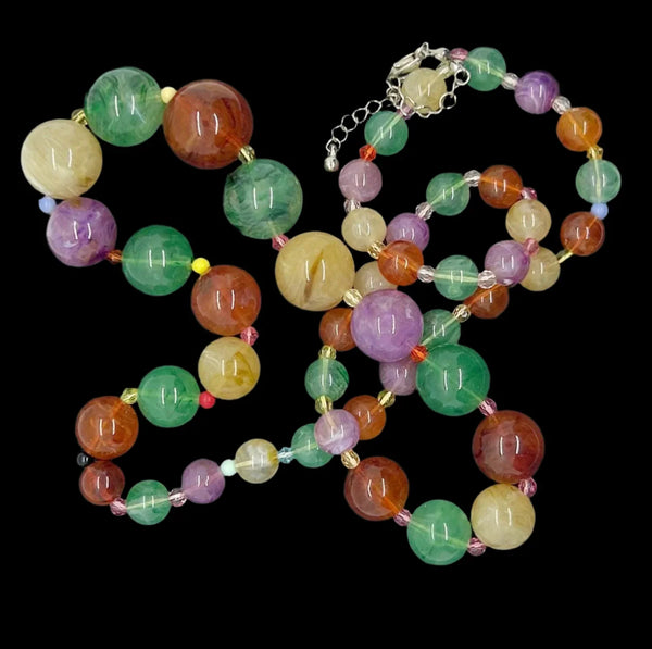 Graduated Colorful Glass Bead Necklace - Lamoree’s Vintage