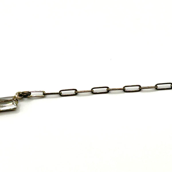 Antique Clear Crystal Sparkling Sterling Necklace with Glittering Drop