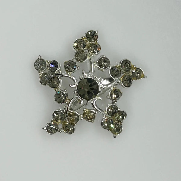 Vintage Sparkling Gray Rhinestone Star Brooch