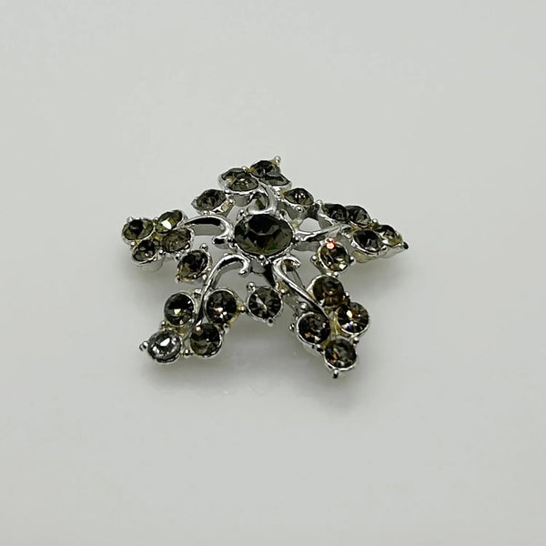 Vintage Sparkling Gray Rhinestone Star Brooch