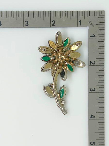 Vintage Juliana Style Green Layered Flower Brooch